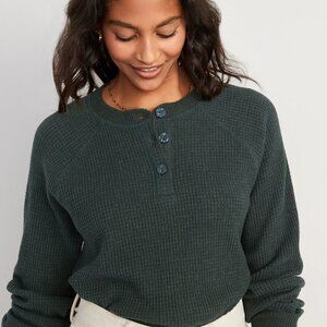 Old Navy Black Waffle-Knit Henley – Size XL (New with Tags)